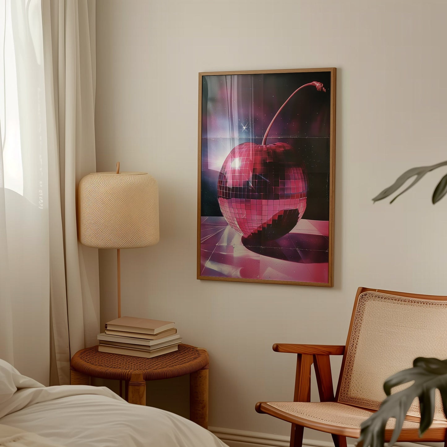 80s Cherry Disco Ball Print